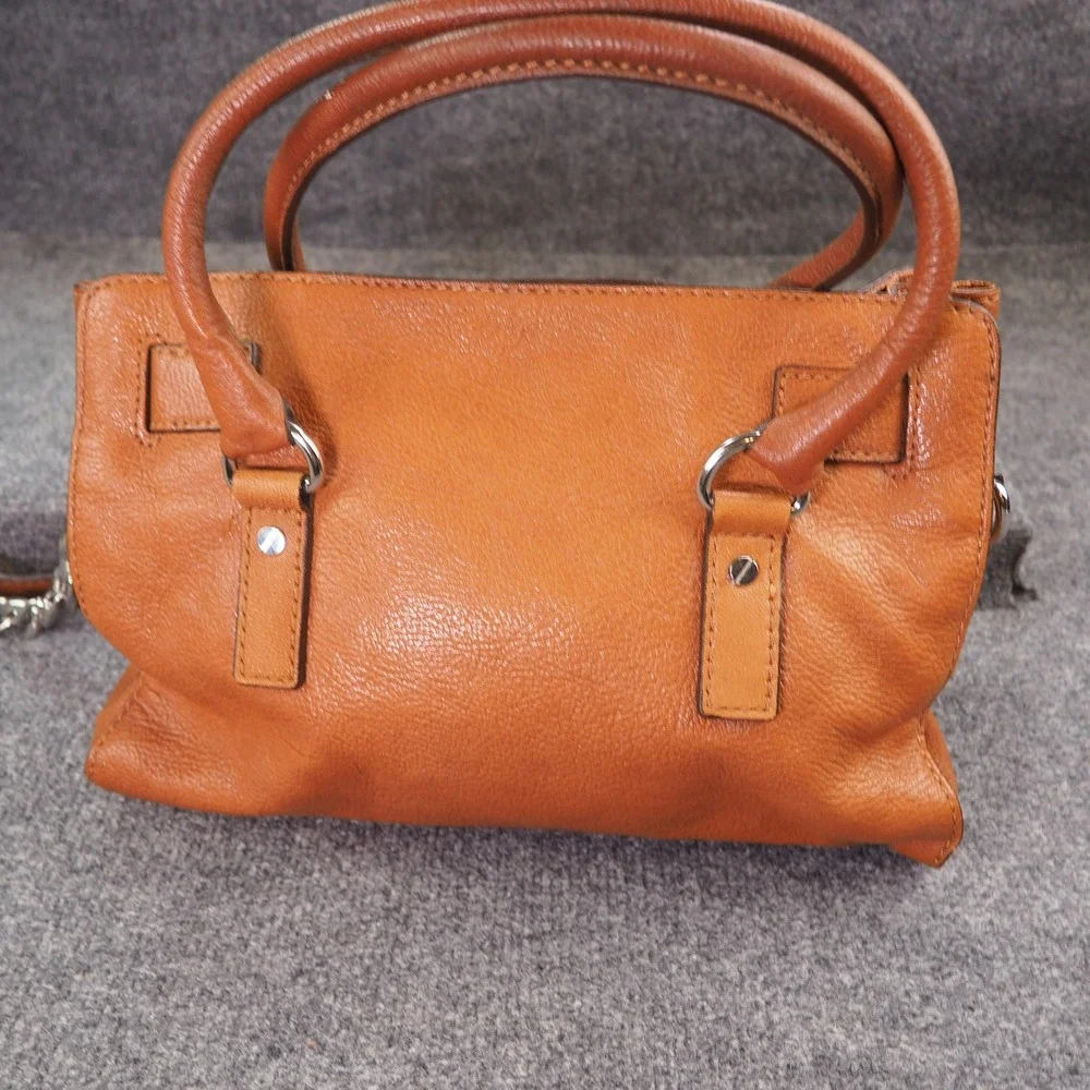 Michael Kors Hamilton Satchel Orange Leather Crossbody Bag Lock Charm Handbag